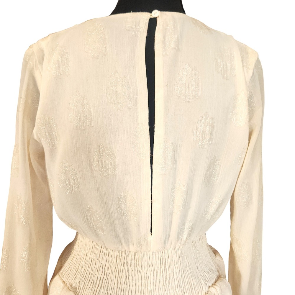 DO+BE Women Cream Metallic Fil-Coupé Tiered Mini Dress Small $98‎ - Picture 7 of 10